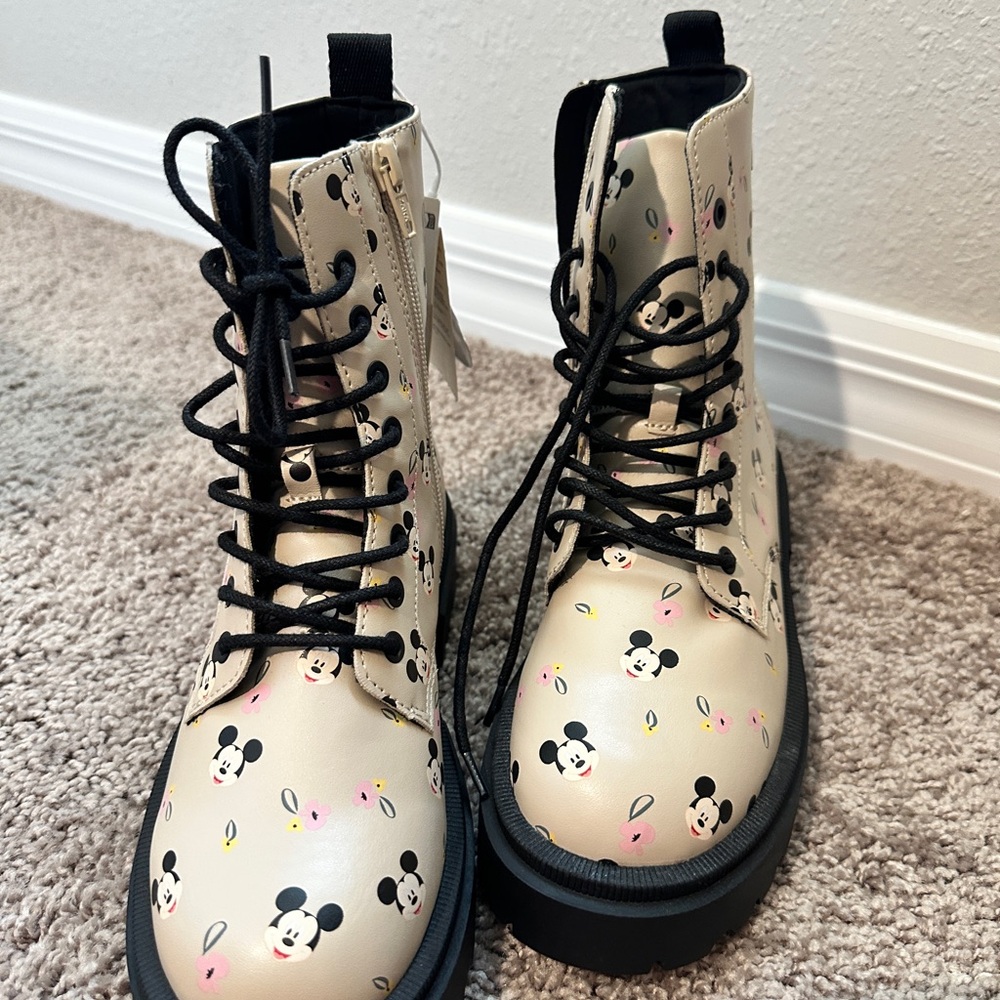 Disney Cream and Black Mickey Mouse Boots